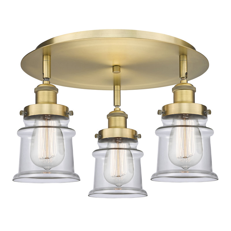 Alvi Glass Flush Mount, Clear, Brushed Brass