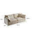Salon en tissu chenille beige - 2 sièges avec 4 coussins, base en bois massif, revêtement haut, structure de canapé moderne et 2 coussins luxueux