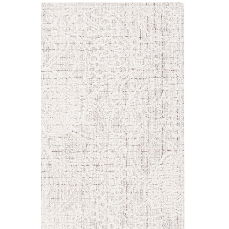 Tapis en laine / coton touffeté à la main ébène ivoire / gris, Rectangle 6 pi x 9 pi