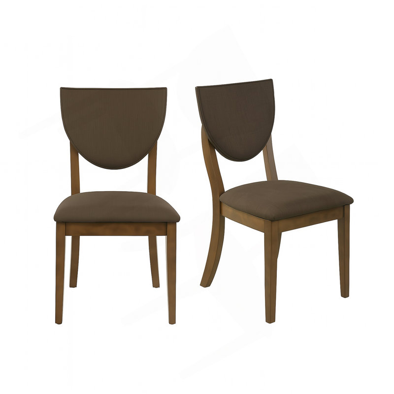 Ensemble de 2 chaises de salle à manger rembourrées en tissu en noyer et chocolat noir