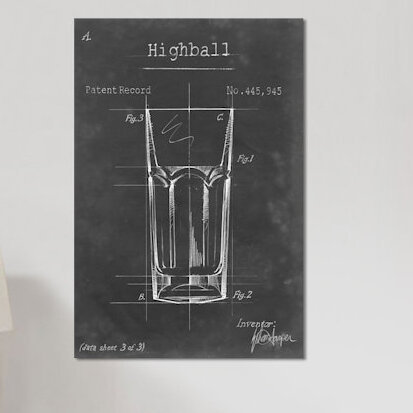 «Barware Blueprint II», impression sur toile, H 40 po x l 26 po x P 1,5 po, Toile tendue, Pas de tapis