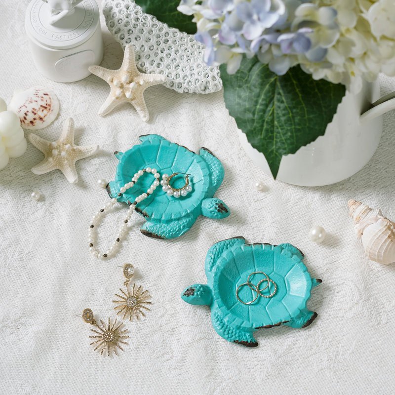 Ensemble de 2 plateaux en métal turquoise