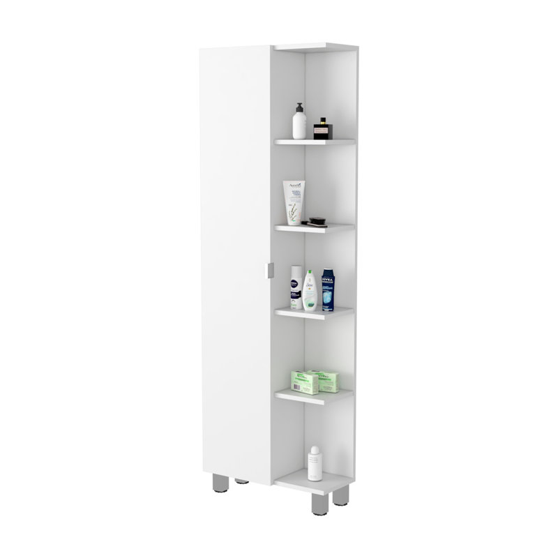 Los Angeles Cabinet, Five Shelves, One Cabinet, Divisions, White