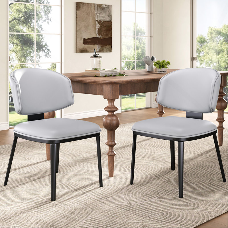 Chaises de salle à manger rembourrées en cuir de polyuréthane, chaises d'appoint pour salles à manger, cuisines et salons (ensemble de 2)