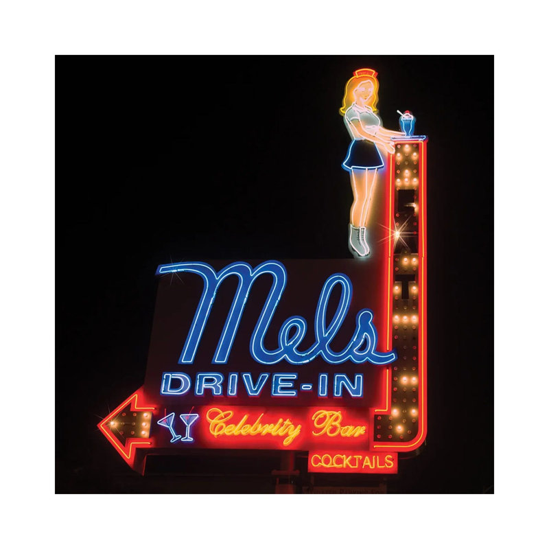 Mel''s Drive-in Neon Sign 1 Piece Wrapped Canvas Wall Art, 30.48 cm H x 30.48 cm W