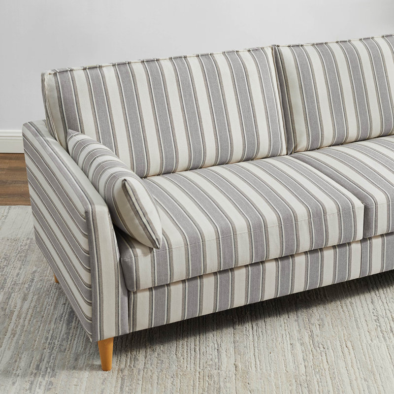 80.71'' Striped Fabric Upholstered Sofa, Gray