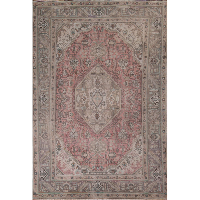 Tapis rose délavé traditionnel 8 x 11