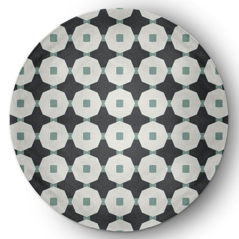 Cynar Chenille Geometric Indoor Rug, Round 5'