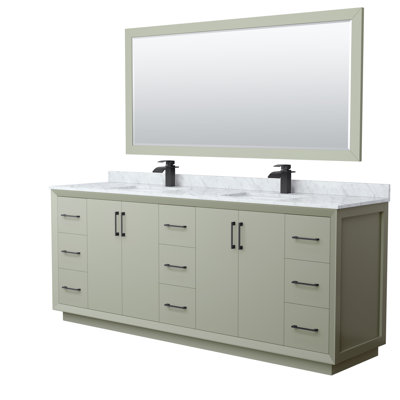 84'' Double Bathroom Vanity with Genuine Marble Top