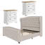 Ensemble de chambre à coucher 3 pièces Dulane, style classique vintage et contemporain, pour lit grand format, couleur crème.-1219320269-1219320259