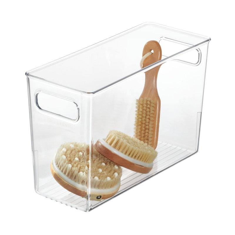 Bac de rangement profond en plastique avec poignées iDesign Linus sans BPA - 12 po x 5 po x 7,75 po, transparent
