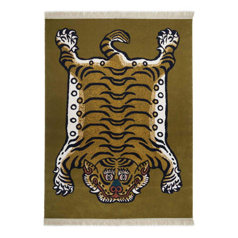 Saber Machine Woven Wool Area Rug in Khaki