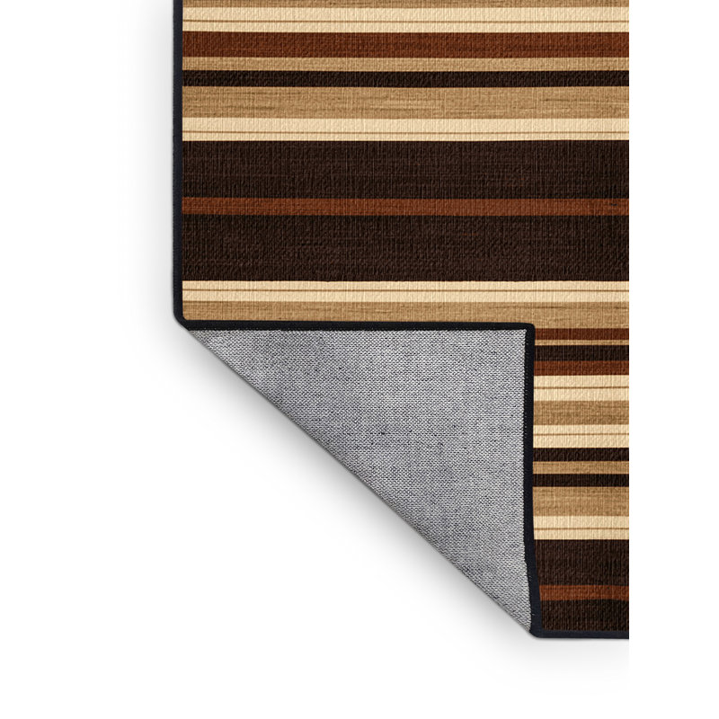 Washable Sand Dark Brown Striped Area Rug, Rectangle 2' x 3'