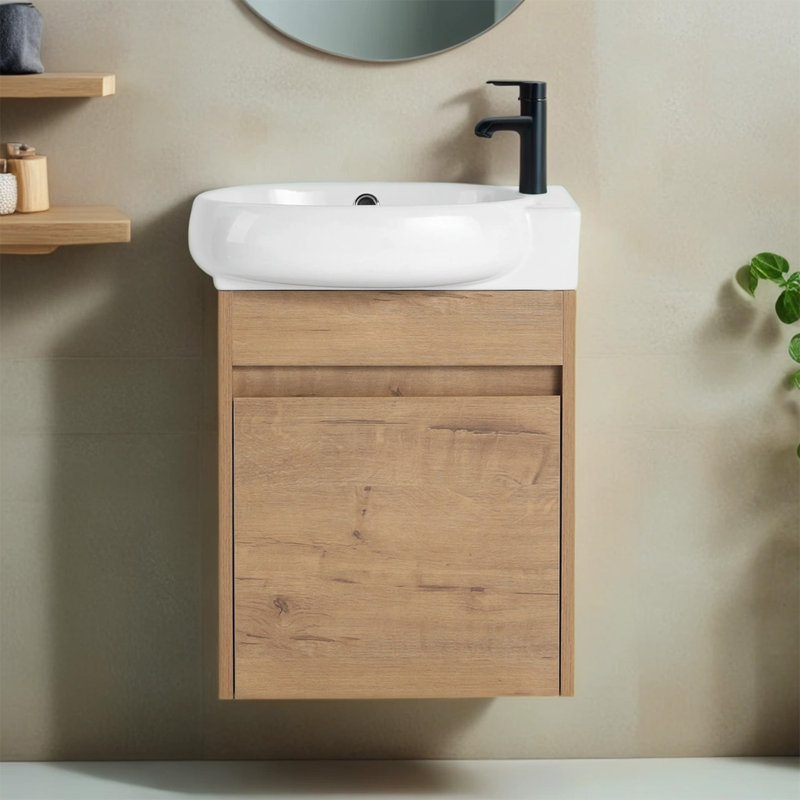 Meuble-lavabo simple avec plateau en céramique 16,82 po Hanf