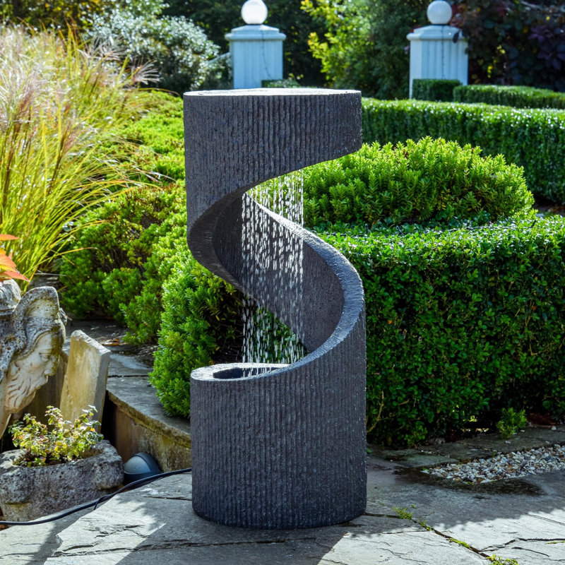 Outdoor Waterfall Fountain with Lights, Granite