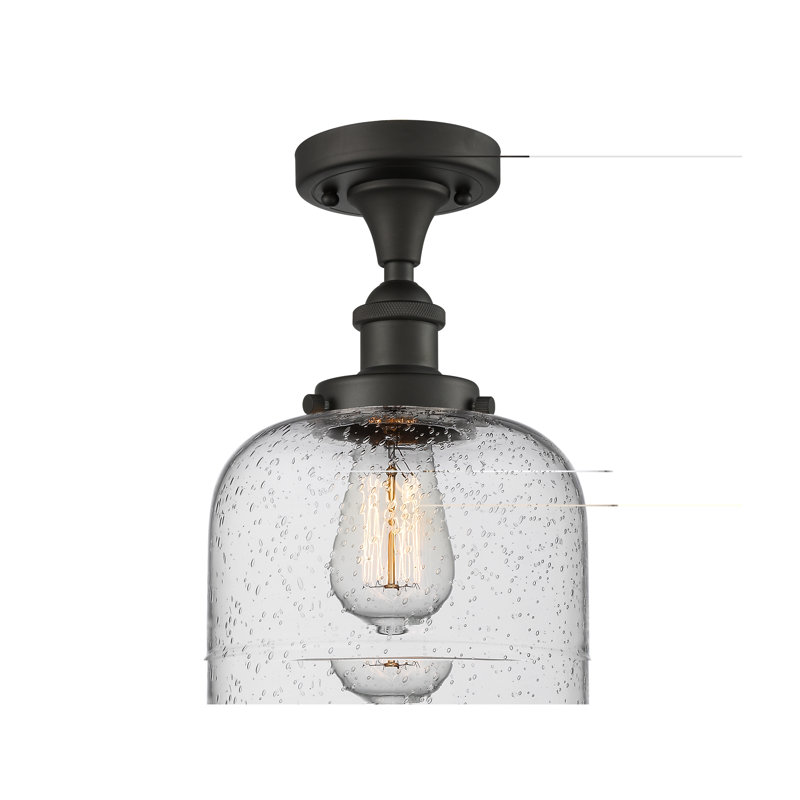 Plafonnier semi-encastré 1 lumière 8 po, Ampoule non incluse, Blanc mat, Nickel satiné brossé