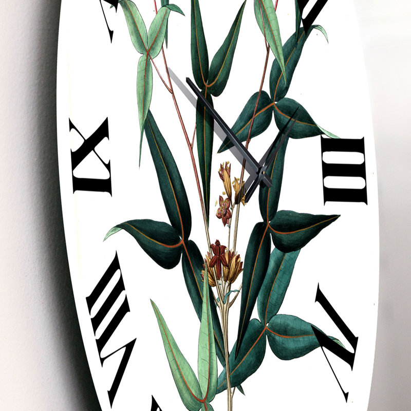 Vintage Green Leaves Plants - horloge murale traditionnelle, Moyen