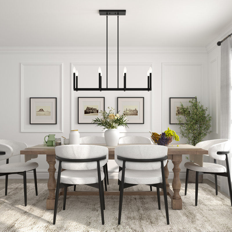 Marbleton 8 - Light Steel Dimmable Linear Chandelier, Black