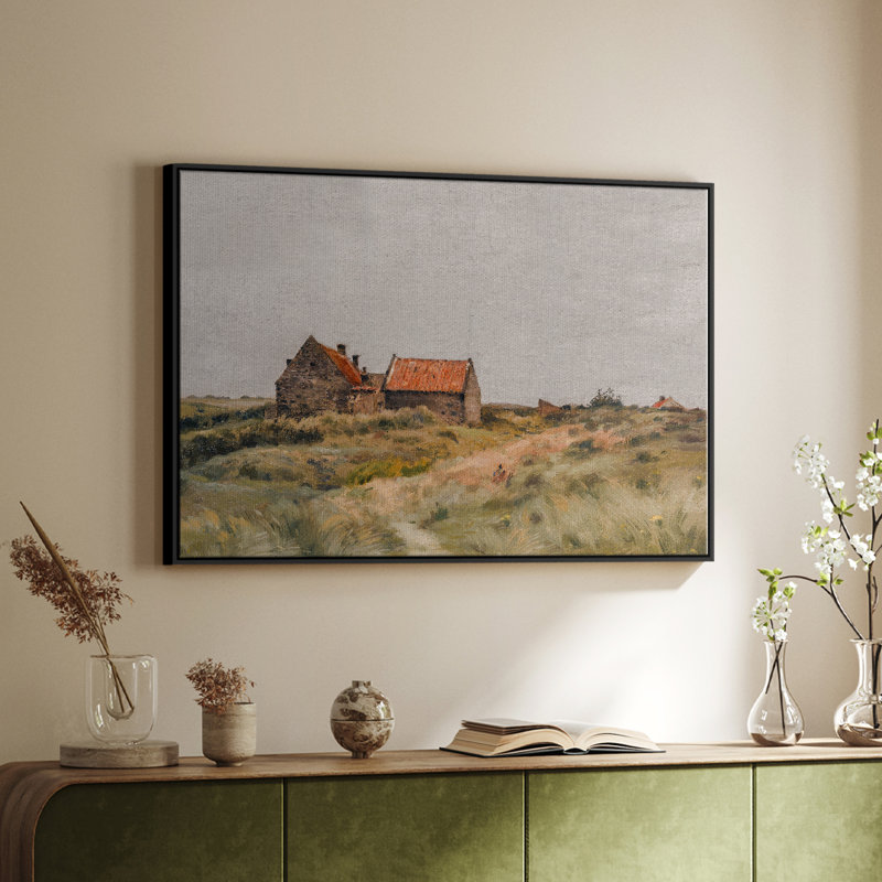 Paysage rétro - MLXX III, Toile avec cadre flottant noir, H 27 po x l 41 po x P 2 po