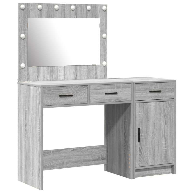Dressing Table with Mirror, Grey Sonoma