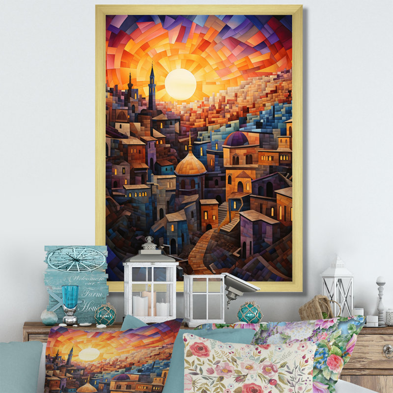 «Judaism Judaic Journey To Synagogue I», impression sur toile, H 40 po x l 30 po x P 1,5 po, Encadrement doré