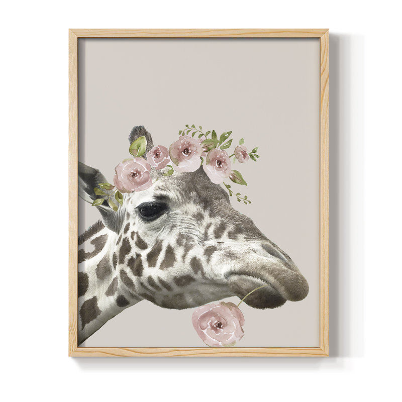 «Peek A Boo Giraffe II», reproduction encadrée - bois massif, H 30 po x l 24 po