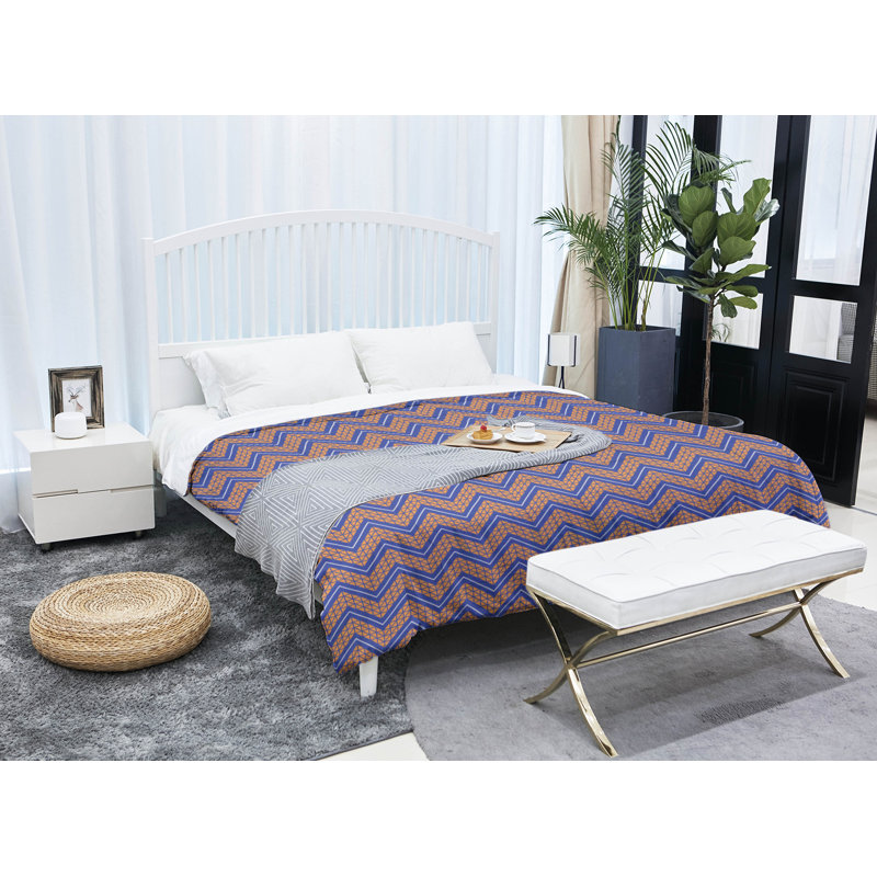 Édredon simple en microfibre Rhonda Cheval, Édredon grand, Bleu/orange