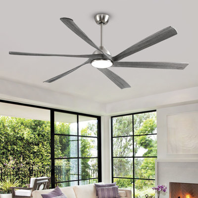 Smart Modern 6 Blade Solid Wood Ceiling Fan With Remote Control, Reversible Dc Motor & Dimmable Led Light