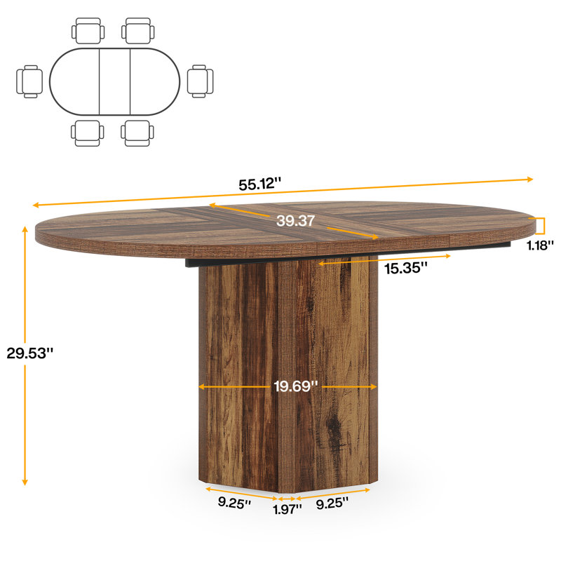 Rustic Brown Reclaimed Wood Oval Dining Table for Six