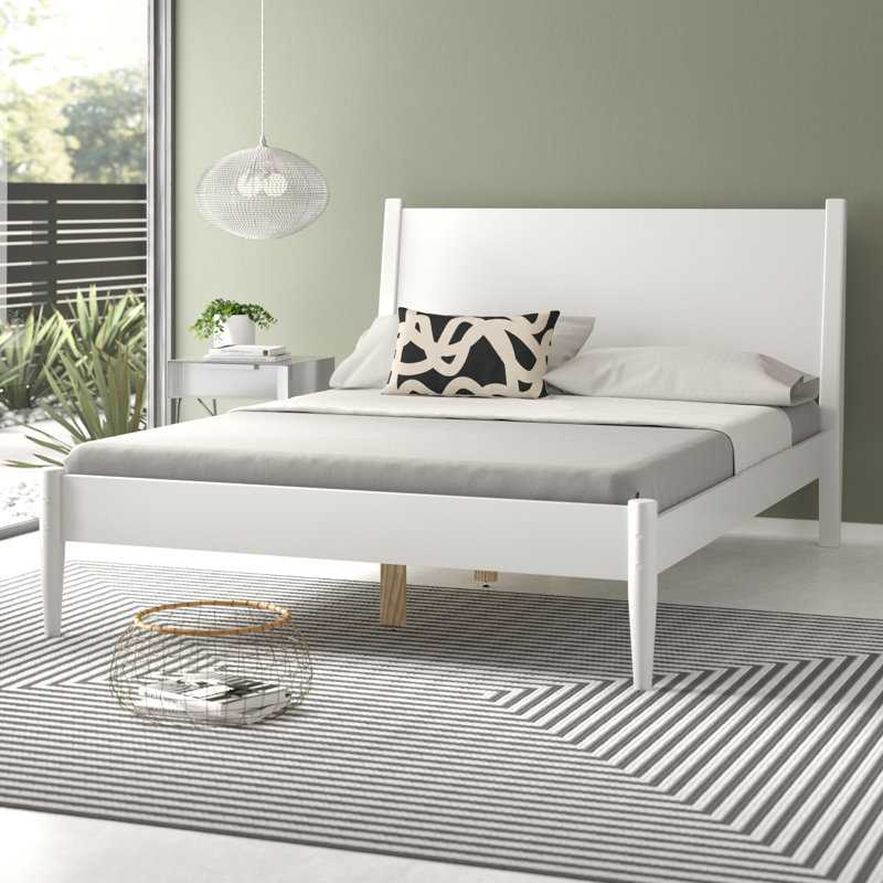 Lit plateforme en bois massif Ashlie, Double, Black