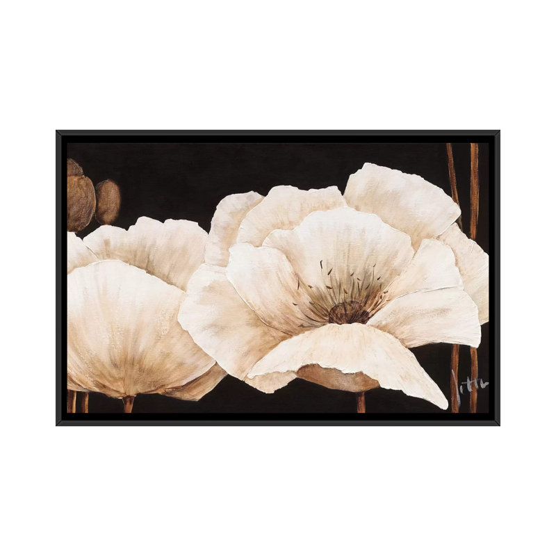 «Amazing Poppies IV», impression sur toile, H 18 po x l 26 po x P 1,5 po, Toile avec cadre noir, Pas de tapis