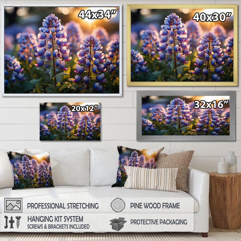 " Blue Bonnets Field Photo II ", Gold Picture Framed, 12" H x 20" W x 1" D
