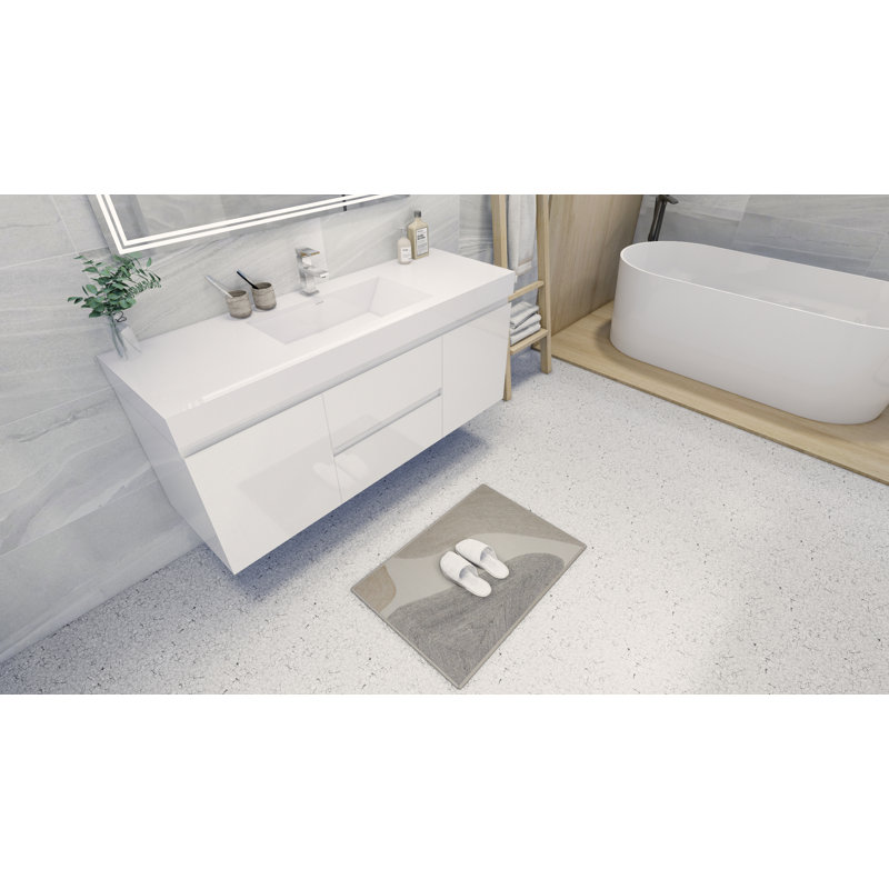 Ensemble de meuble-lavabo simple 60 po Carny, Blanc très luisant