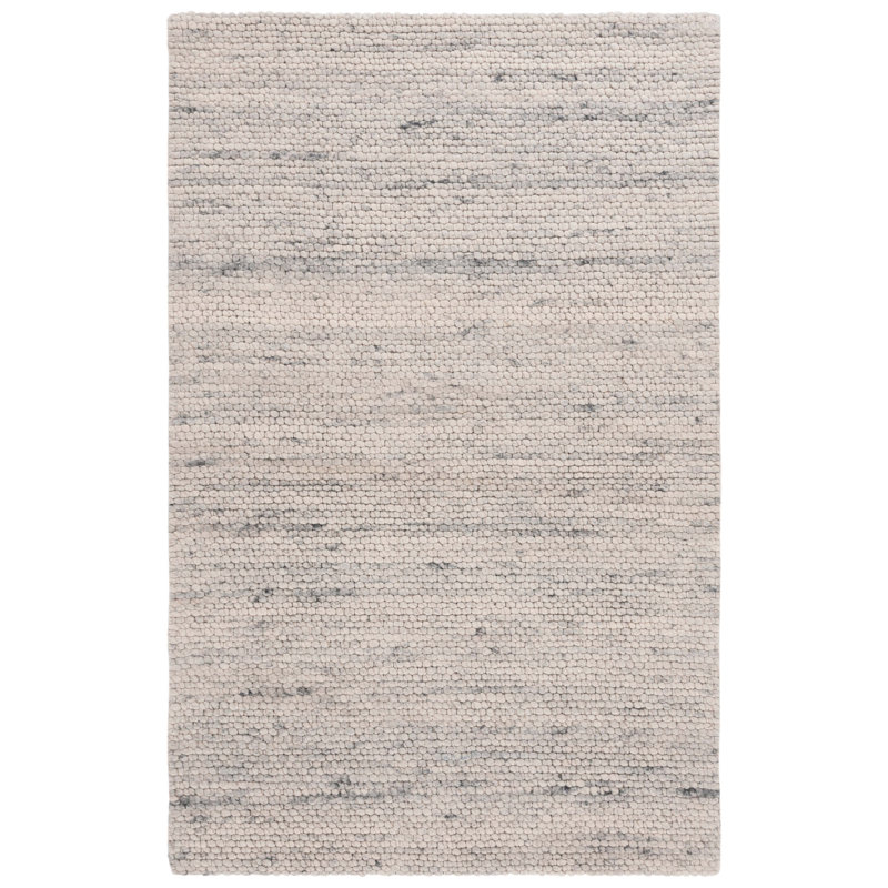 Marbella Hand Woven Wool/Cotton Solid Color Rug in Gray, Rectangle 8" x 10"