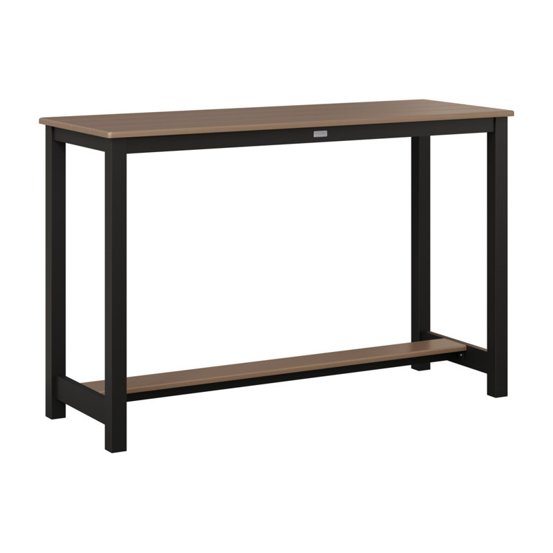 Balcony Outdoor Bar Table, Hammered Top Bronze, 38.5" H x 60" W x 22" D, Matte Black
