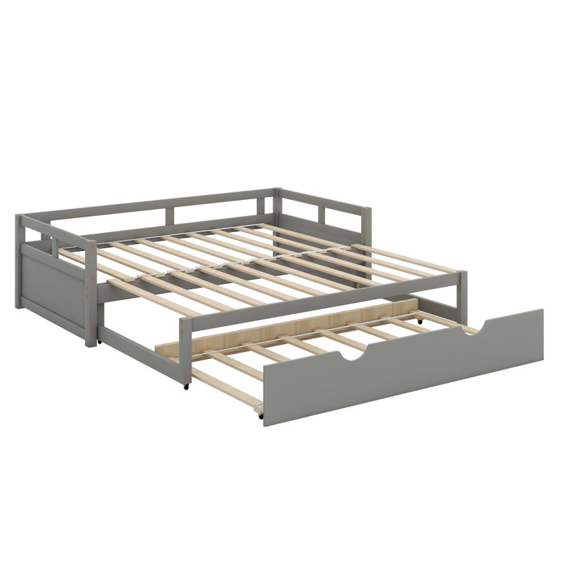 Extending Daybed With Trundle, Wooden Daybed With Trundle, Gray