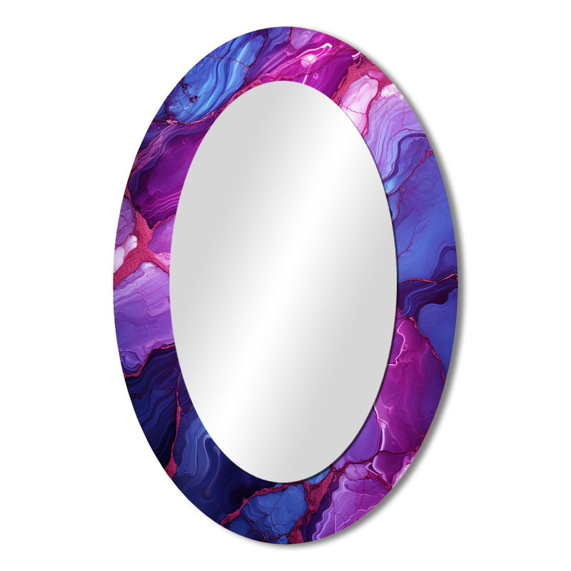 Miroir mural ovale bleu et mauve, 36 po x 24 po