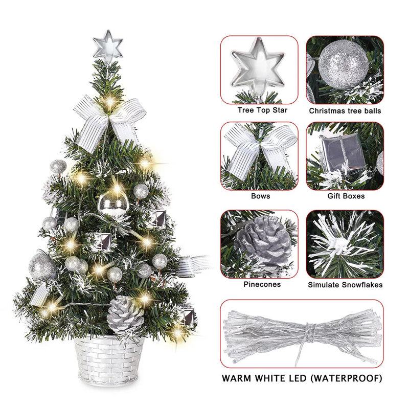 Arbre de Noël artificiel lumineux 18 'Hasen, Argent