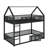 Metal Twin Over Twin House Bunk Bed With Door And Fence-1221232739