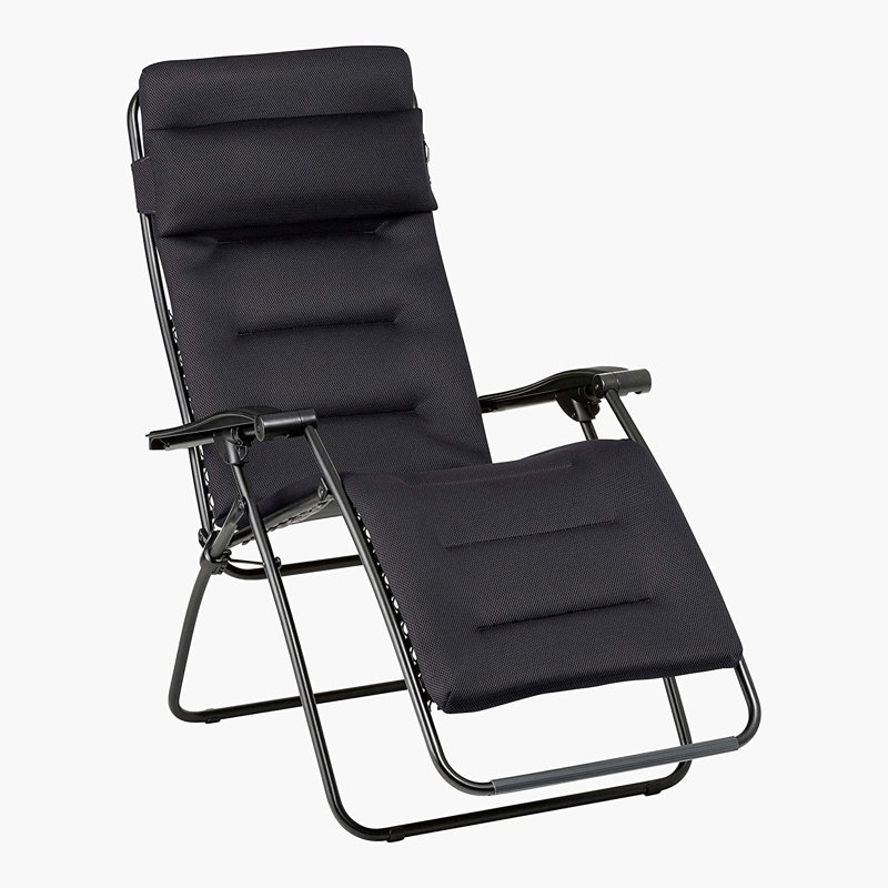 Fauteuil inclinable pliant rembourré pour l'extérieur Lafuma Mobilier RSXA, Acier noir