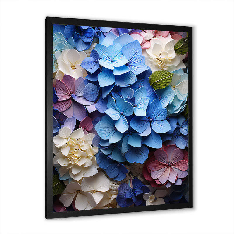 «Jeiner Blue Hydrangea Garden Enchantment», reproduction sur toile, Cadre photo noir, H 32 po x l 16 po x P 1 po