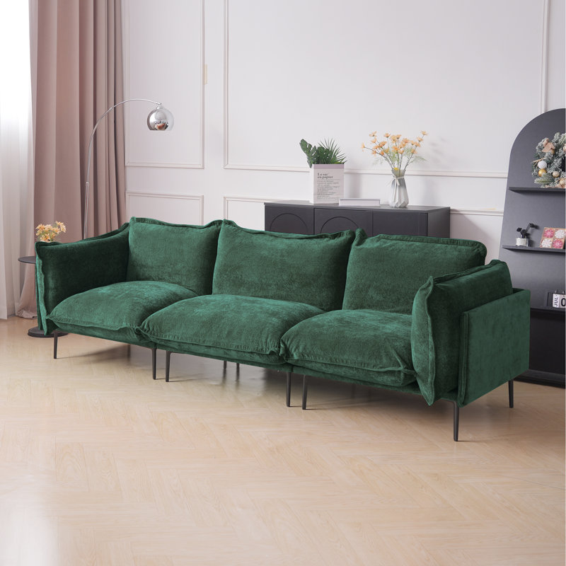 Canapé modulaire en velours large de 111,02 po Almendarez Traci, 3 pièces, Green