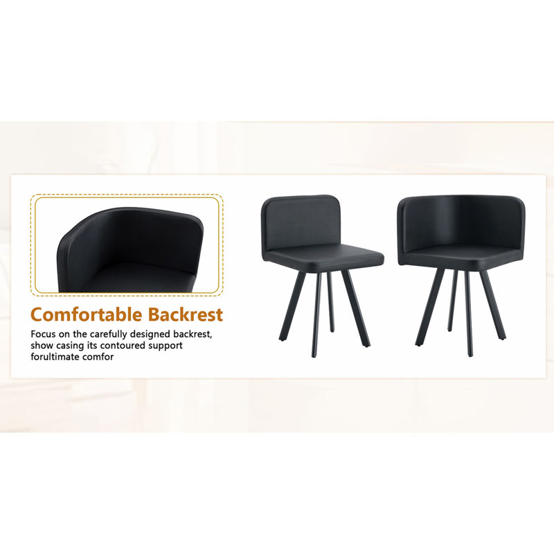 Ensemble de table de salle à manger 7 pièces rectangulaire, plateau de table fixe en grain de bois bicolore et en triamine noire avec 6 chaises en cuir ciré à l'huile blanche, ensemble de table de cuisine moderne pour 6 personnes, idéal pour les petits espaces, les appartements