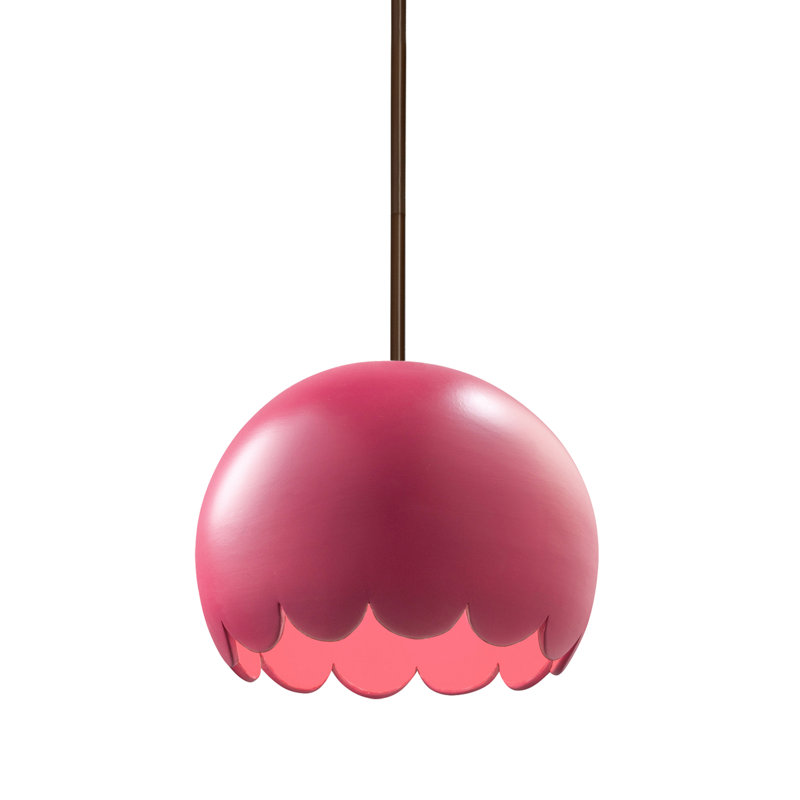 Luminaire suspendu 1 lumière Hajra, Bronze foncé, Cerise