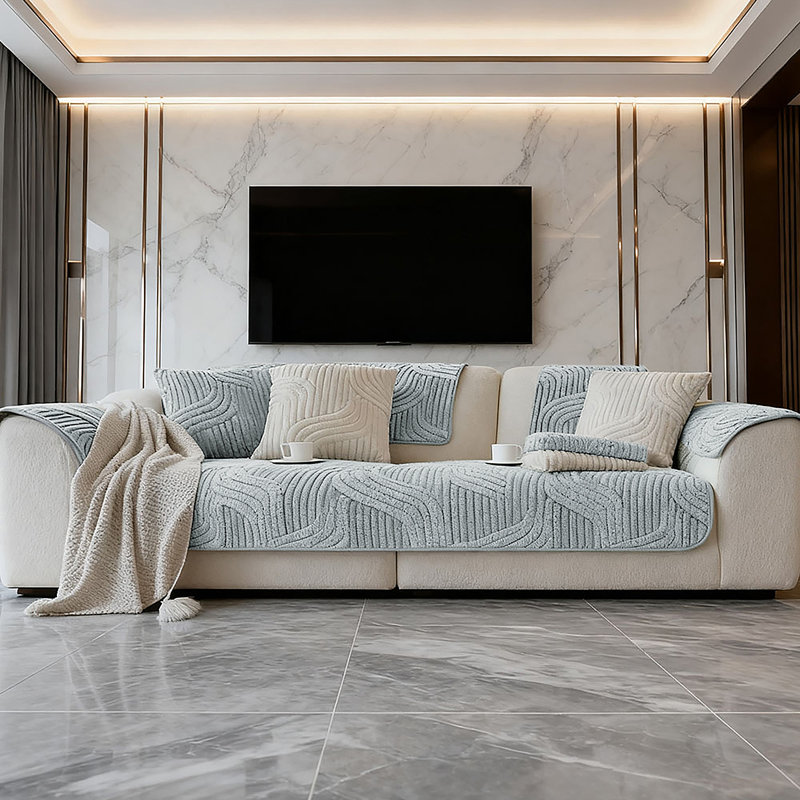 Sofa Slipcover, Light Grey, 90cm H x 160cm W x 90cm D
