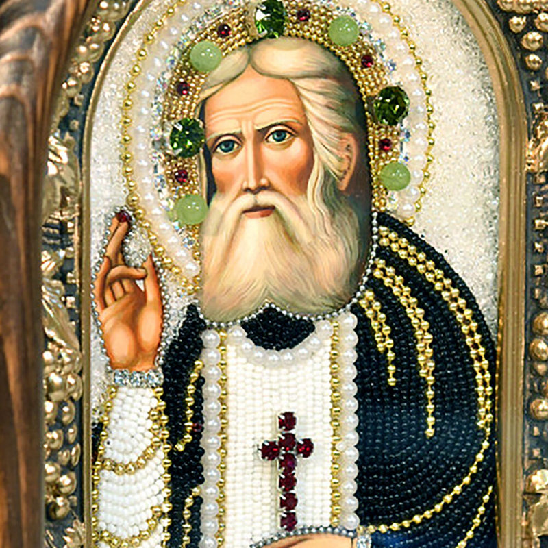 Seraphim de Sarov, perles, icône Orthodoxe