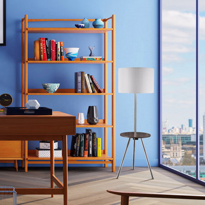 Table d'appoint ronde 57 "avec lampe et centrale électrique 57"