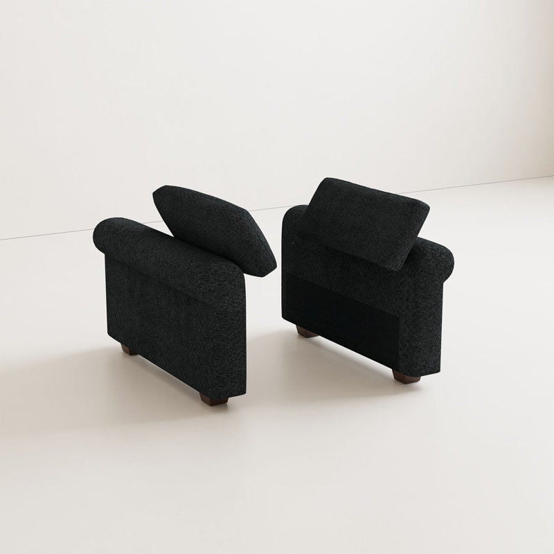 Modular Sectional Sofa Armrest Module, Pair Chenille Armrest Cushions, Black