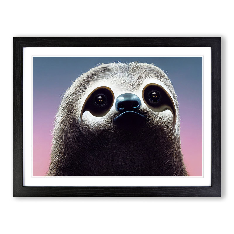 An Adorable Sloth - Single Picture Frame Print, 25cm H x 34cm W x 2cm D, Black