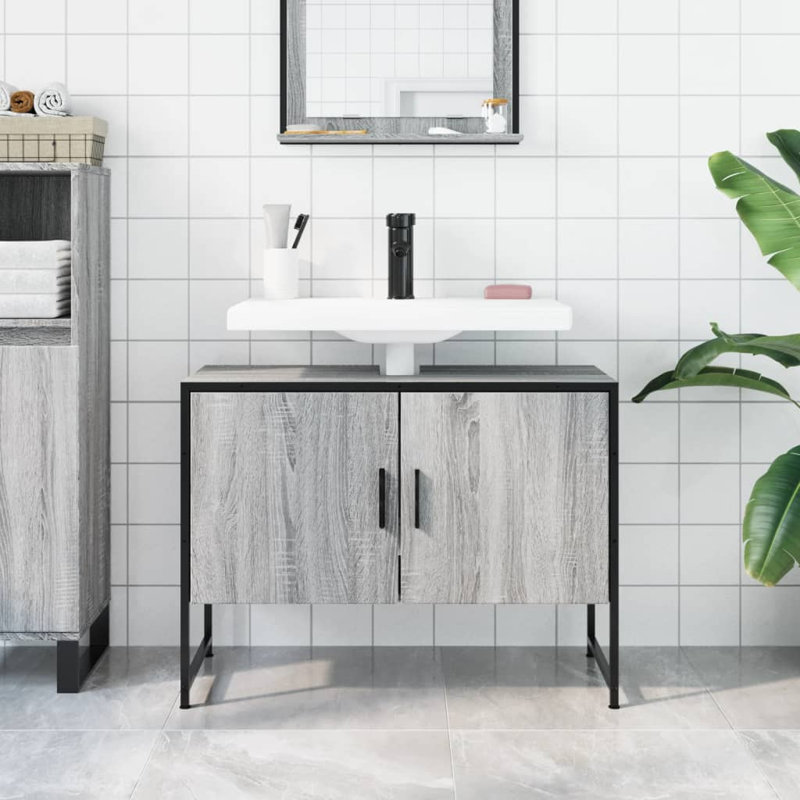 Nivi 80 mm Freestanding Single Vanity, Grey Sonoma